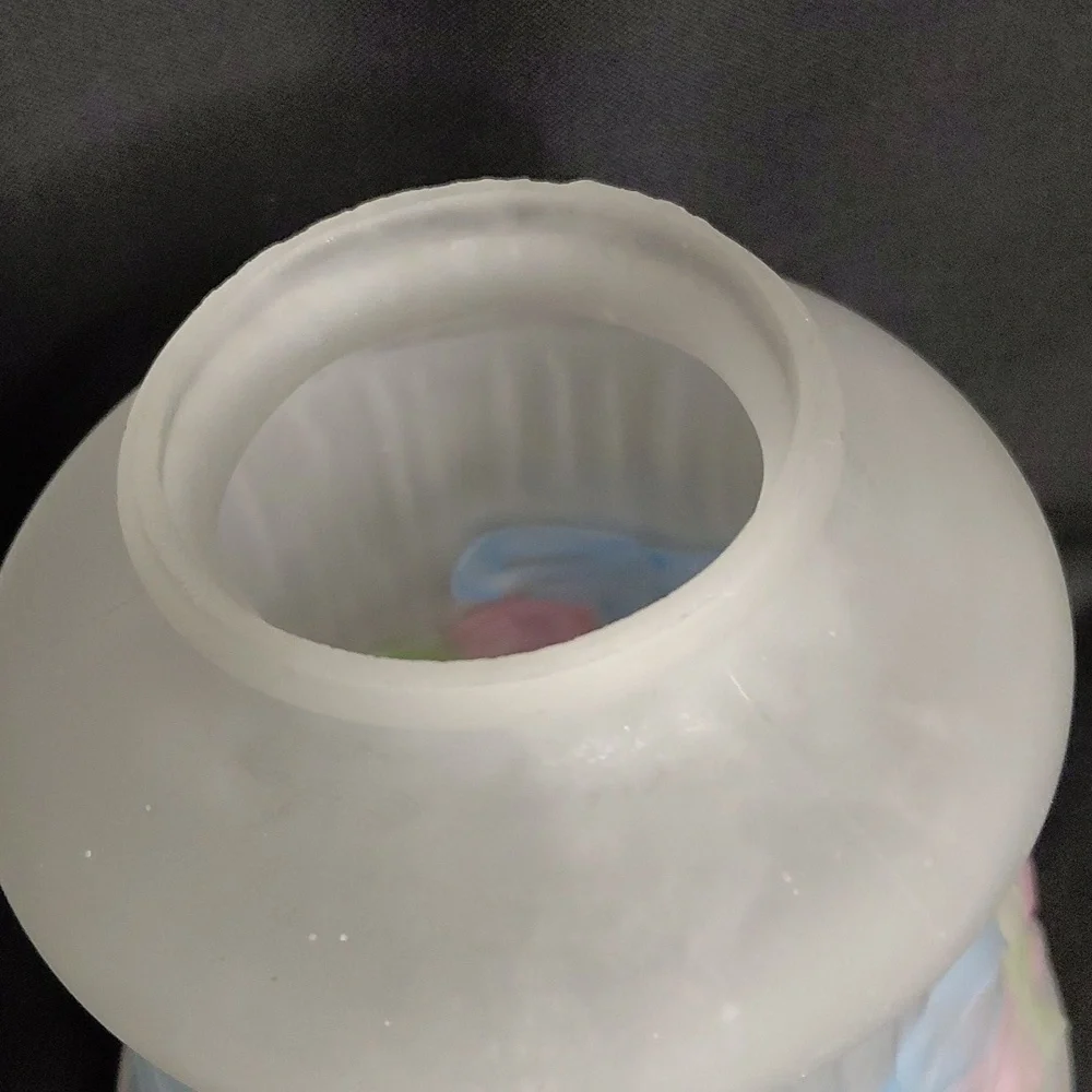 Vintage Penna Frosted Glass Reverse Painted Lightshades with Pastel Accents